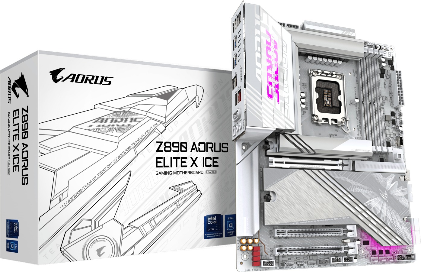 GIGABYTE Z890 AORUS ELITE X ICE Hovedkort - Intel Z890 - Intel LGA1851 socket - DDR5 RAM - ATX