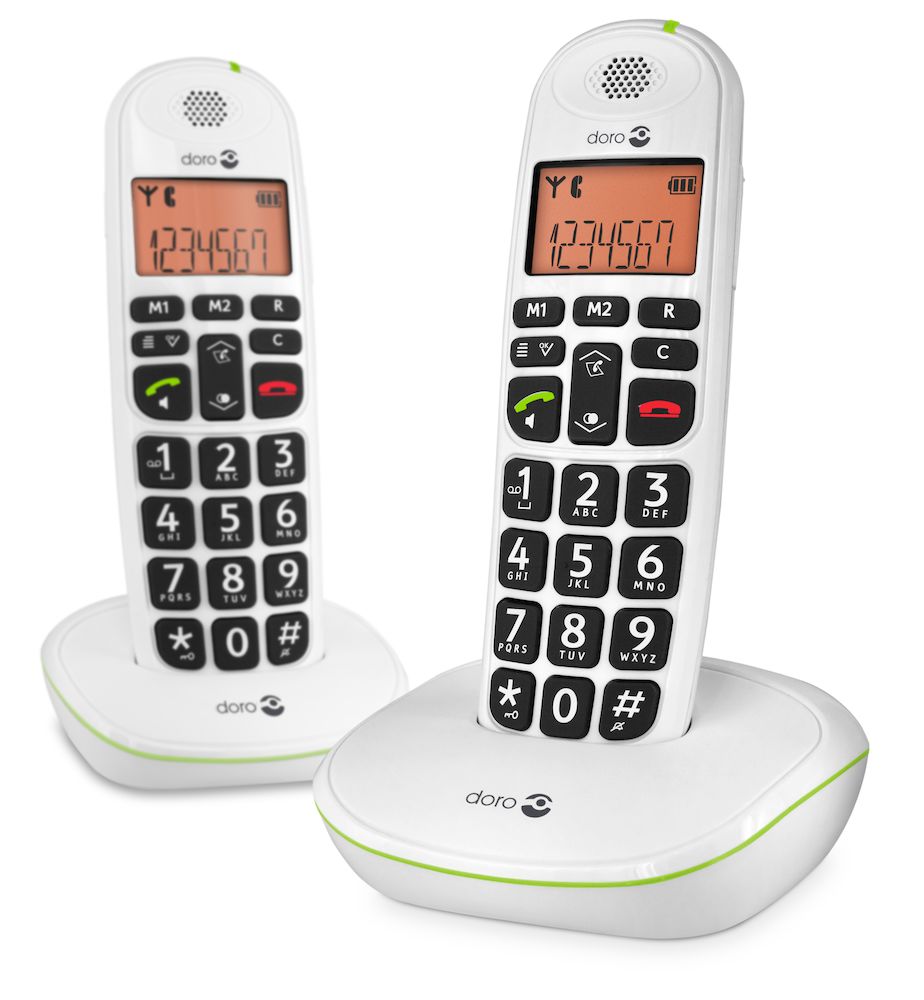 DORO PhoneEasy 100W Duo - Trådløs telefon med anrops-ID - DECT\GAP - hvit + ekstra håndsett
