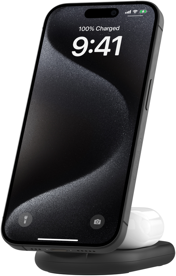 Belkin 2-i-1 15W magnetisk sammenleggbar trådløs lader (sort)