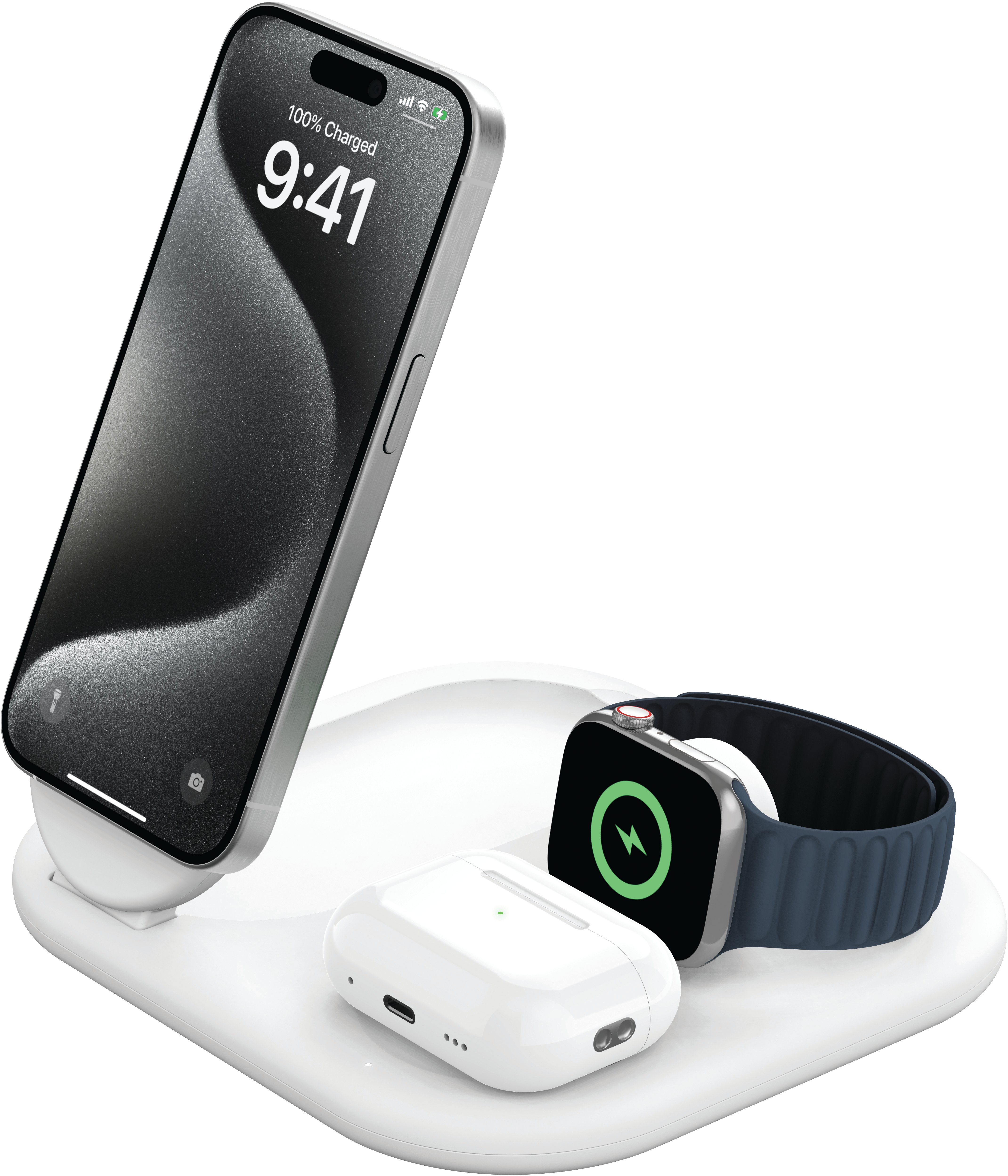 Belkin 3-i-1 Qi2 Trådløs lader (hvit)