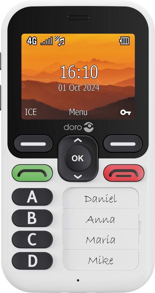 DORO Leva X10 - 4G funksjonstelefon - RAM 64 MB / Internminne 128 MB - microSD slot - 320 x 240 piksler (60 Hz) - svart-hvit