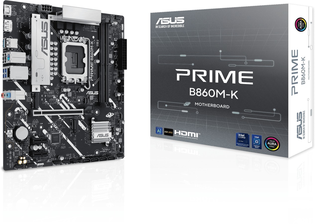 ASUS PRIME B860M-K Hovedkort - Intel B860 - Intel LGA1851 socket - DDR5 RAM - Micro-ATX