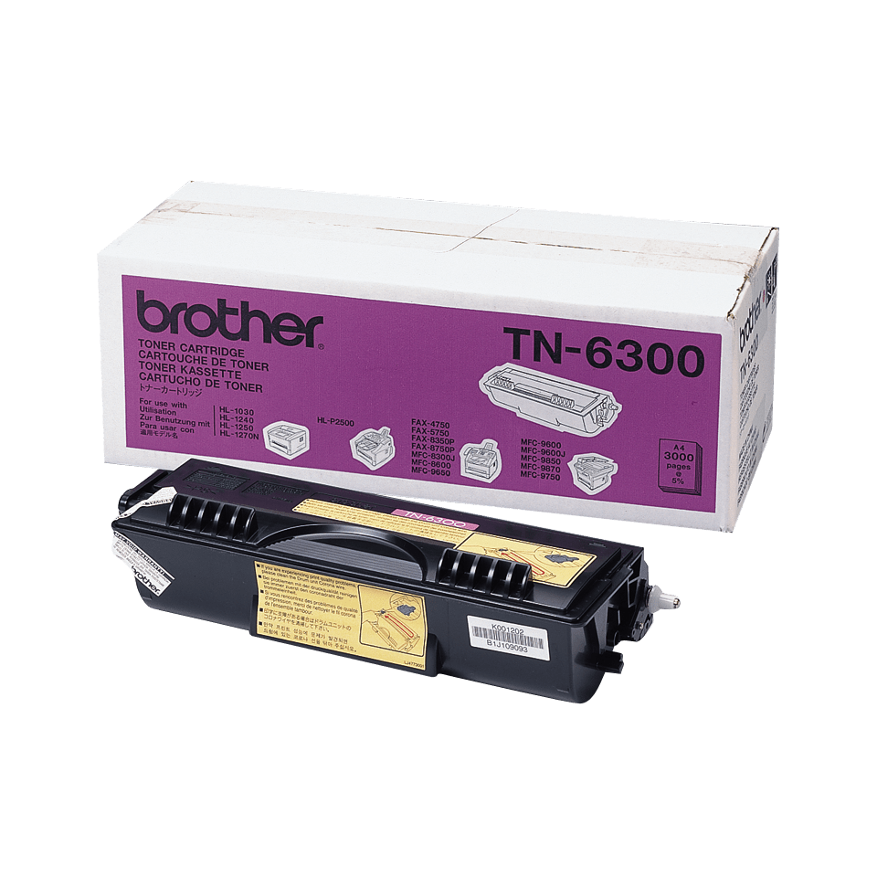 Brother TN6300 - Høy ytelse - svart - original - tonerpatron - for Brother DCP-1200, HL-1230, 1240, 1250, 1270, 1430, 1440, 1450, 1470, P2500, MFC-8600, 9600