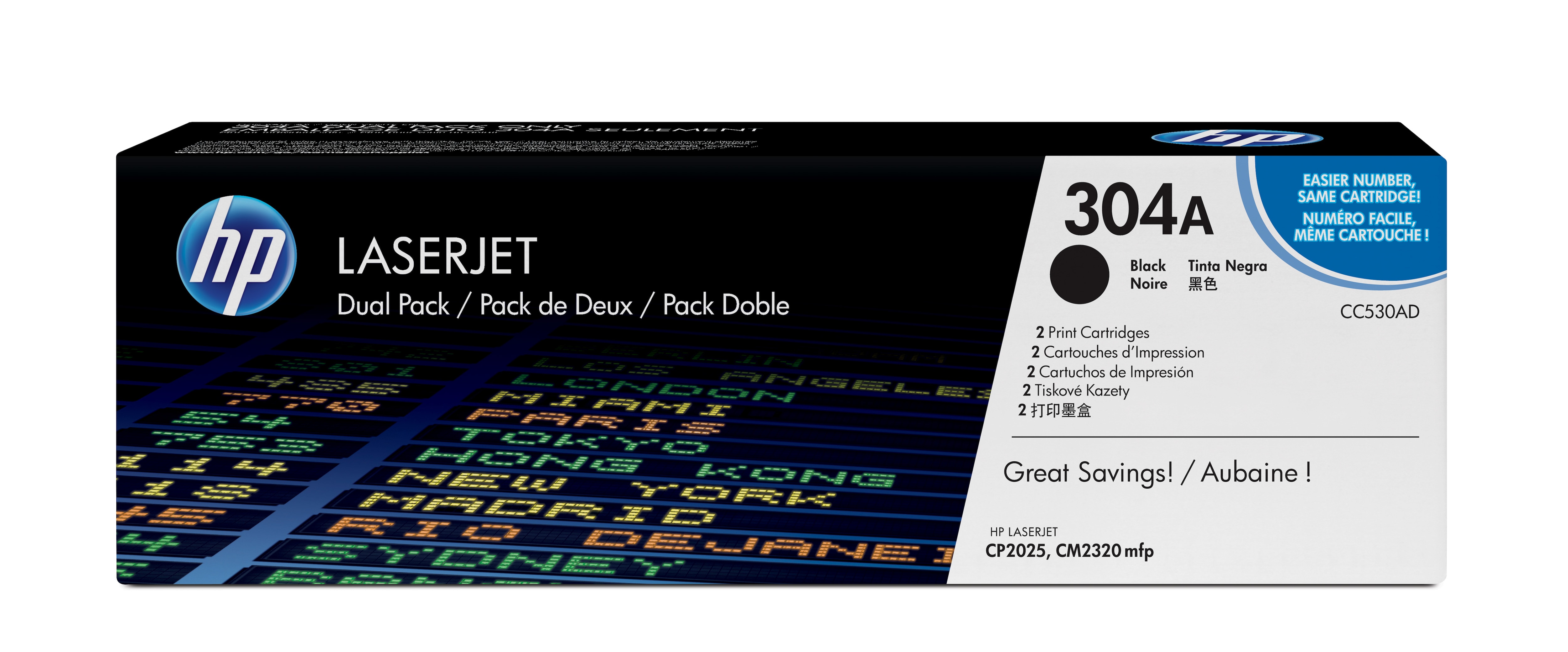 HP HP 304A Tonerkassett Svart 2-pack CC530AD Tilsvarer: N/A