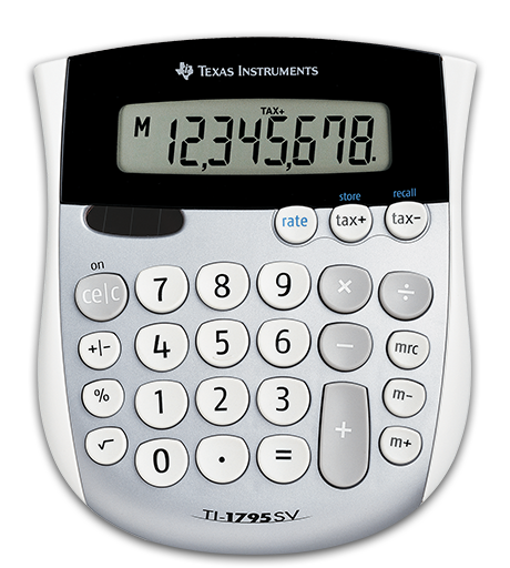 Texas Instruments TI-1795 SV - Skrivebordskalkulator - 8 sifre - solpanel, batteri
