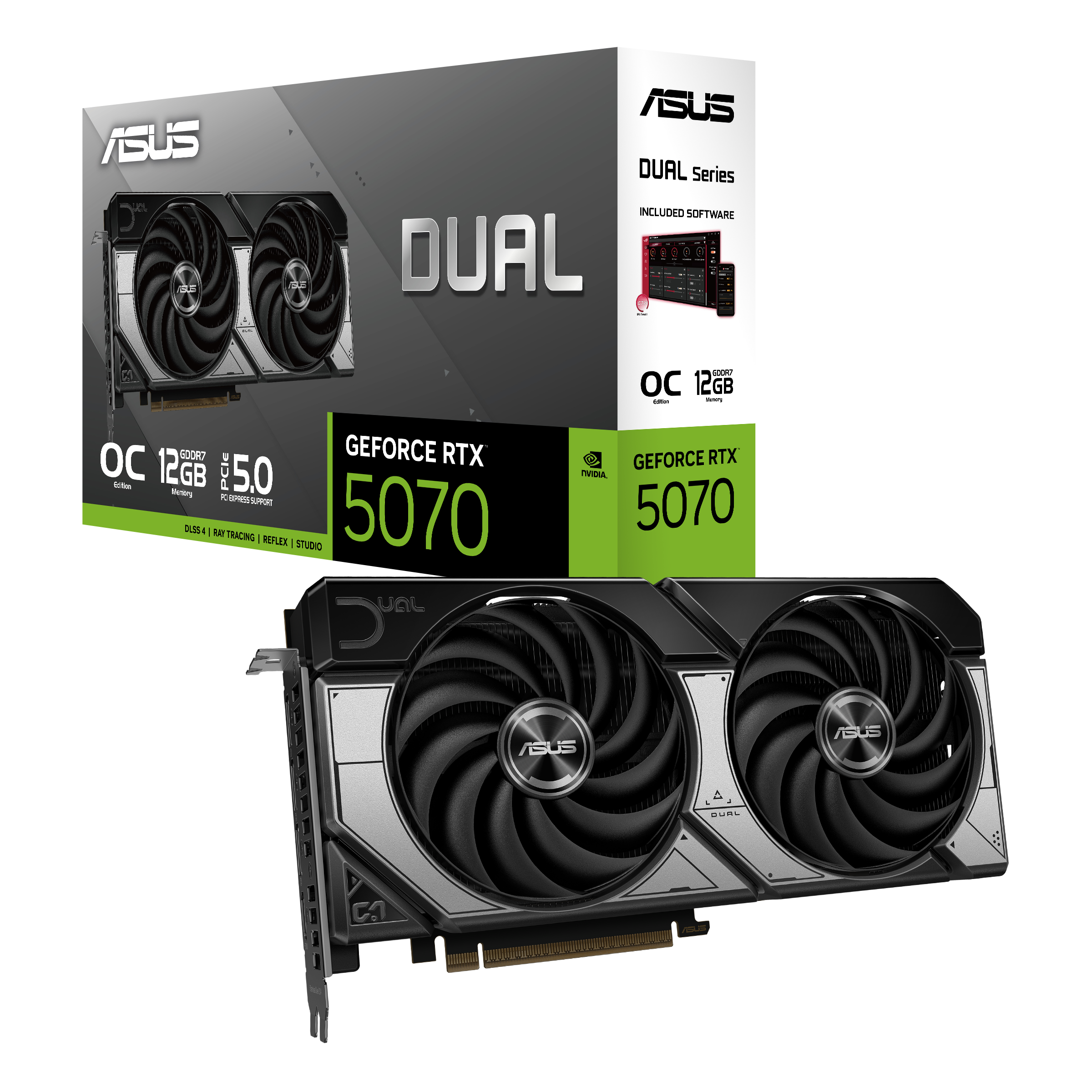ASUS GeForce RTX 5070 DUAL OC - 12GB GDDR7 RAM - Grafikkort
