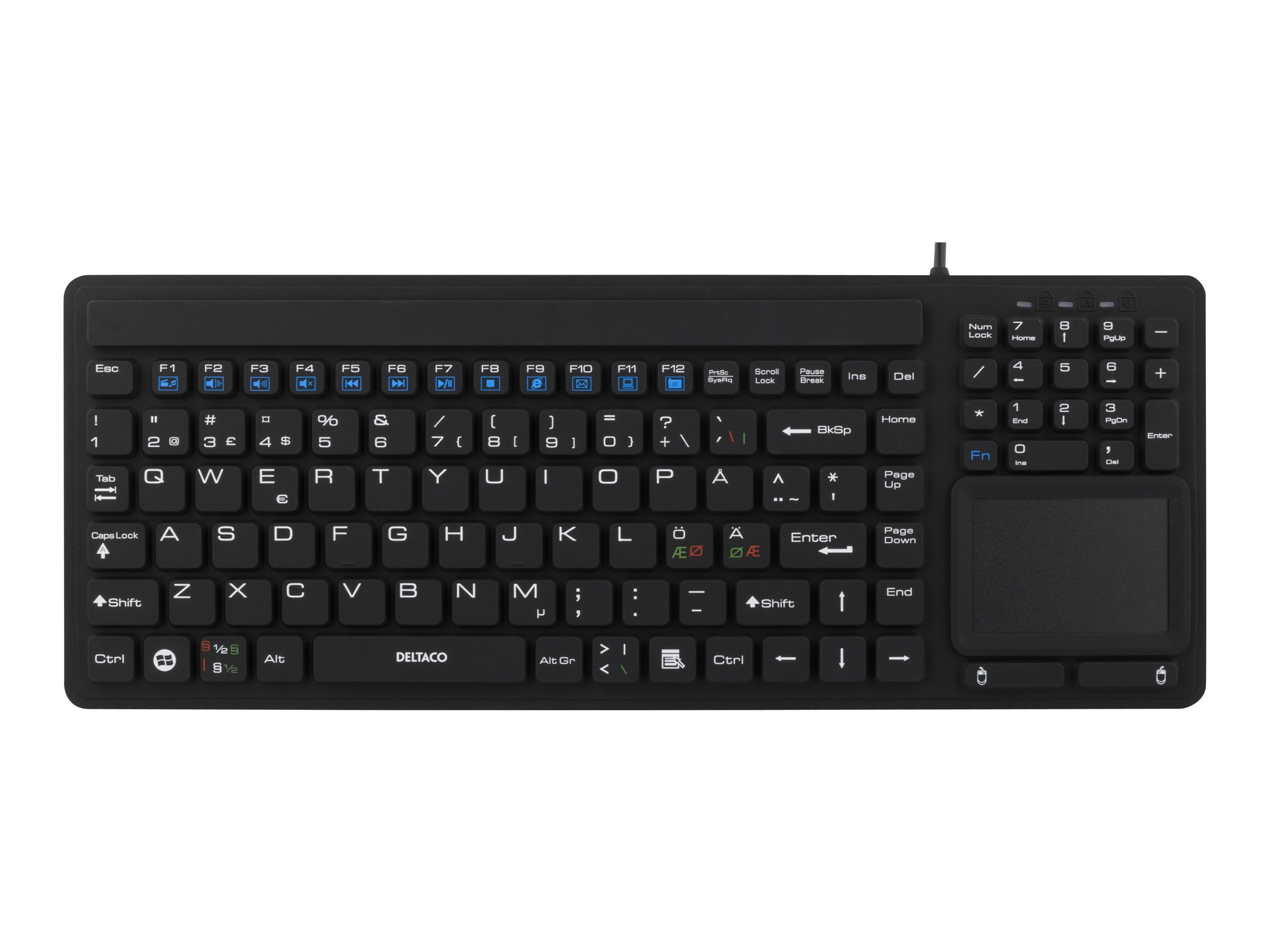 Deltaco Silicone Ip68 Keyboard & Touchpad Kablet Nordisk