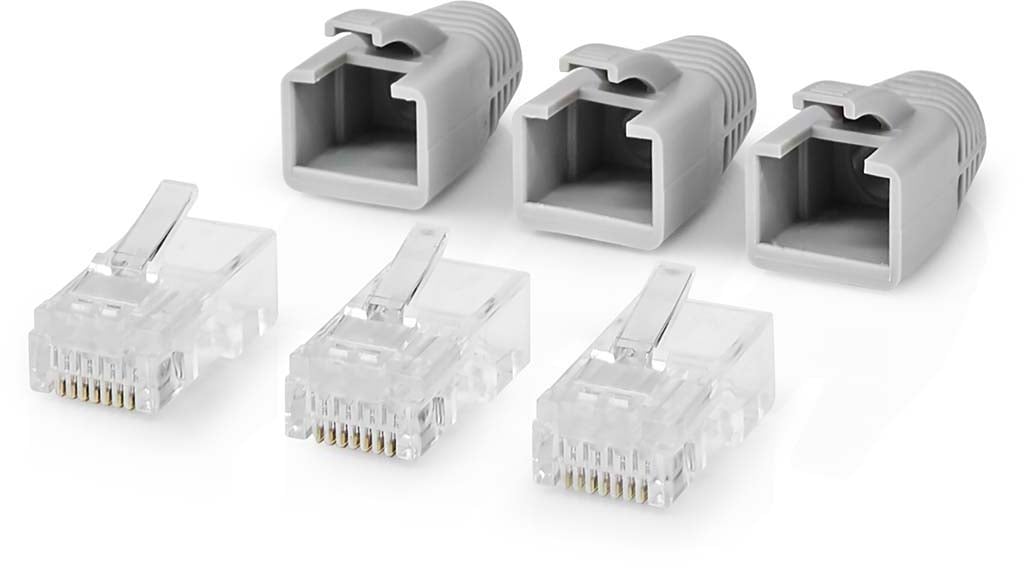 Nedis RJ45-kontakt | RJ45 Pass Through | Solid/Stranded UTP CAT6 | Rett | Gull belagt | 10 stk. | PVC | Grå / Hvit / Sort | Boks