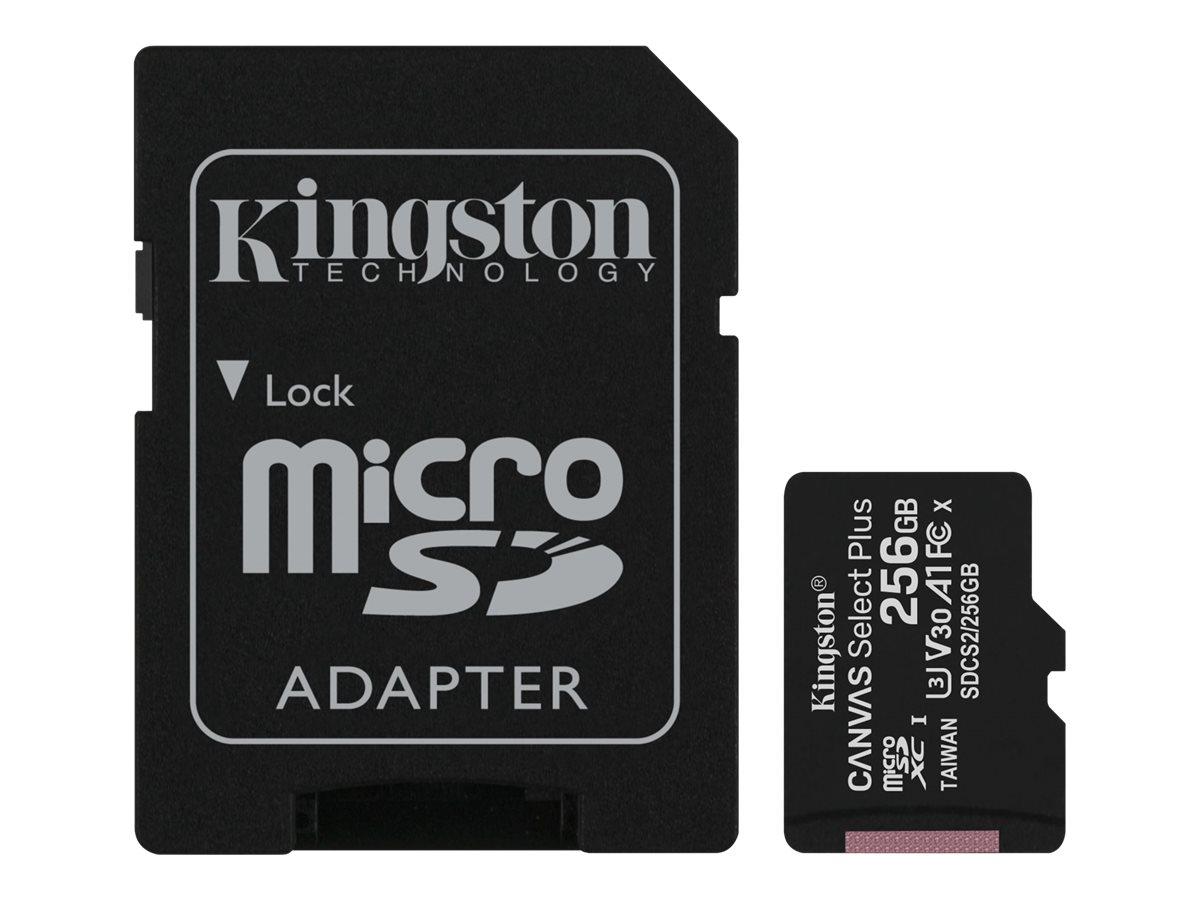 Kingston 256 GB micSDXC Canvas Select Plus 100R A1 C10-kort + ADP