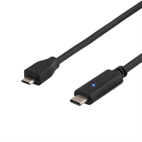 Deltaco Usb-kabel 1m Usb C Micro-usb B Sort
