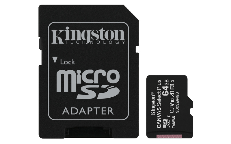 Kingston Canvas Select Plus - microSDXC 64 GB, klasse 10, UHS-I, 100 MB/s + adapter