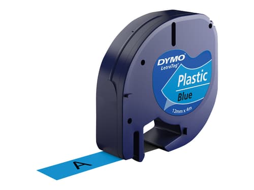 Dymo Tape Letratag 12mm Plast Svart/blå