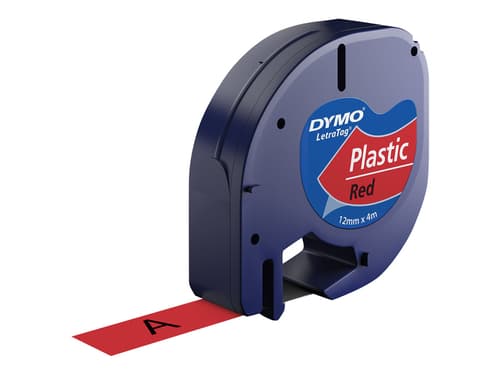 Dymo Tape Letratag 12mm Plast Svart/röd