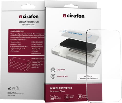 Cirafon Ultra-clear (double Tempered) + Tool Skärmskydd Iphone 15