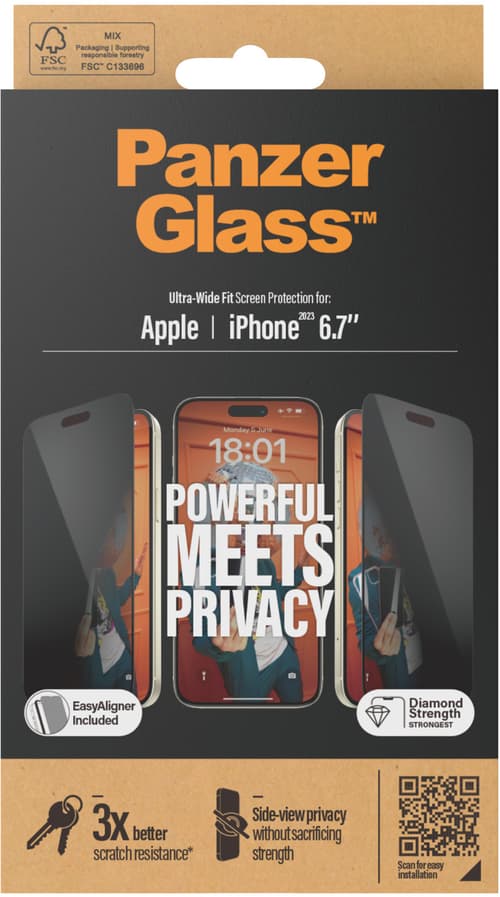 Panzerglass Ultra-wide Fit Privacy Skärmskydd Iphone 15 Plus