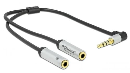 Delock - Headset-adapter Minitelefon 3,5 Mm, 4-poligt Hane Mini-phone Stereo 3.5 Mm Hona Svart