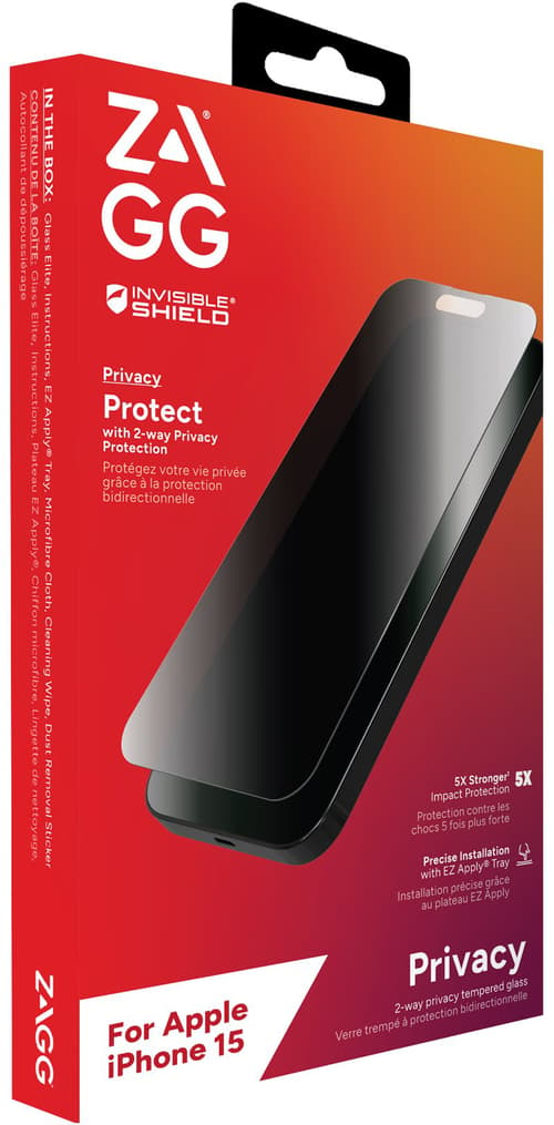 Zagg Invisibleshield Glass Elite Privacy Skärmskydd Iphone 15 Pro