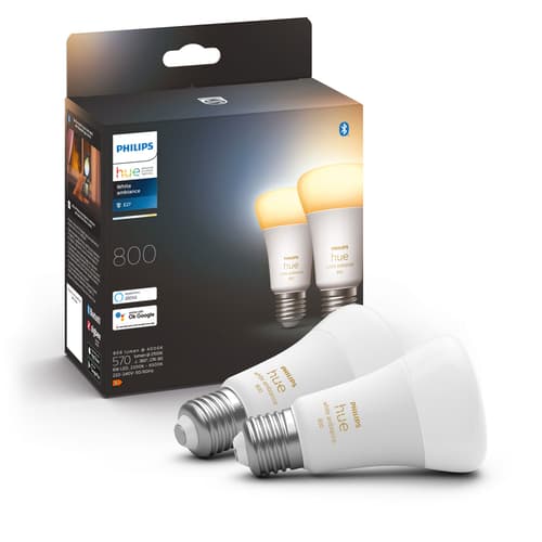 Philips Hue White Ambiance E27 A60 800lm 2-pack