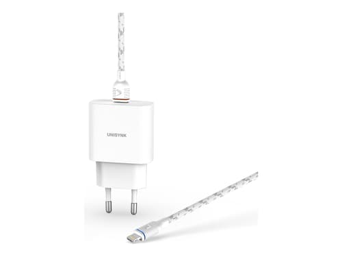 Unisynk 20w Pd Slim Wall Charger + Lightning Cable Vit