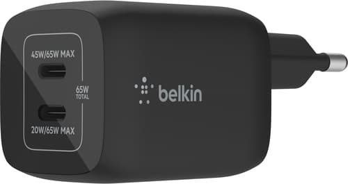 Belkin 65w Usb-c Gan Pd Pps Dual Wall Charger Svart