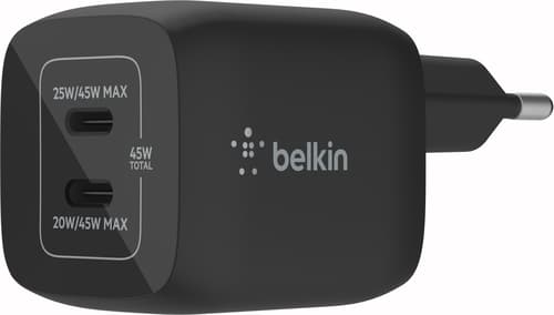 Belkin 45w Usb-c Gan Pd Pps Dual Wall Charger Svart