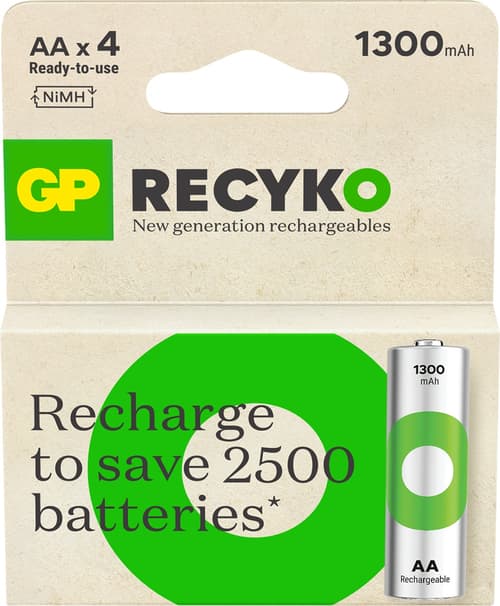 Gp Recyko Aa-batteri 1300mah 4-pack