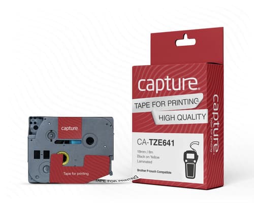 Capture Tape Tze-641 18mm Svart/gul