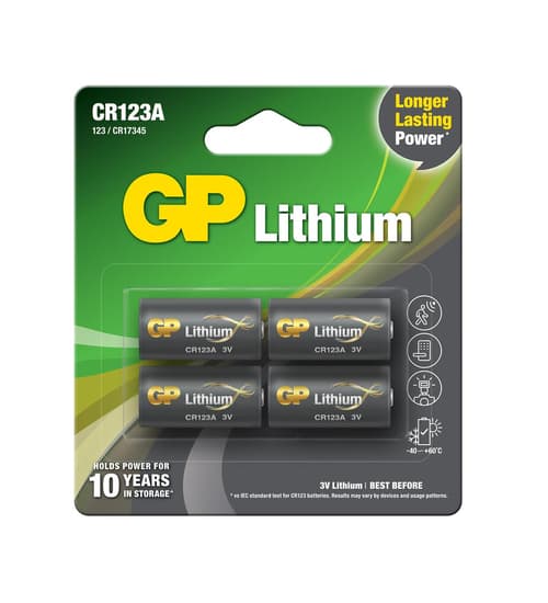 Gp Lithium Battery Cr123a 3v 4-pack