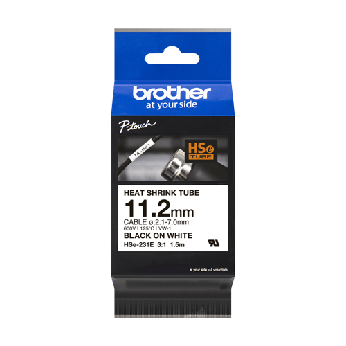 Brother Tape Krympslang 11,2mm Hse-231e Svart/vit