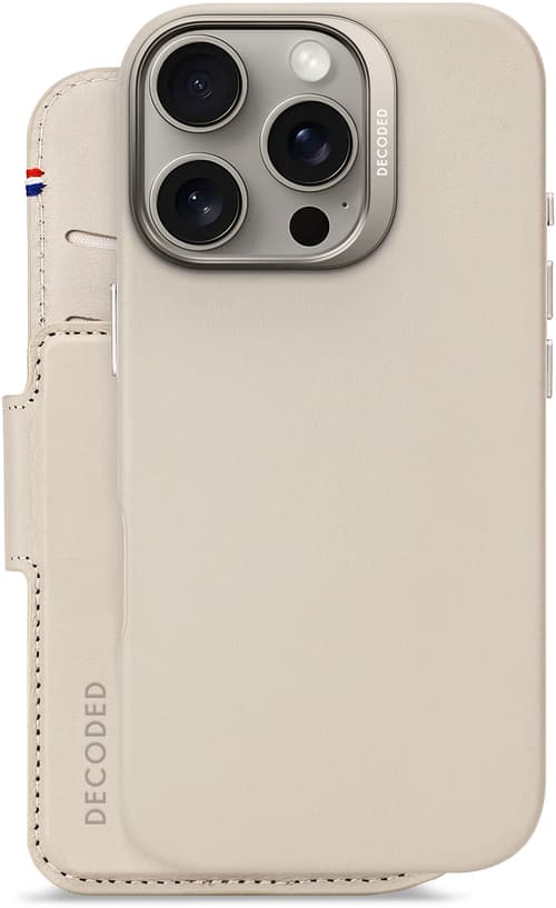 Leather Detachable Wallet clay - iPhone 16 Pro