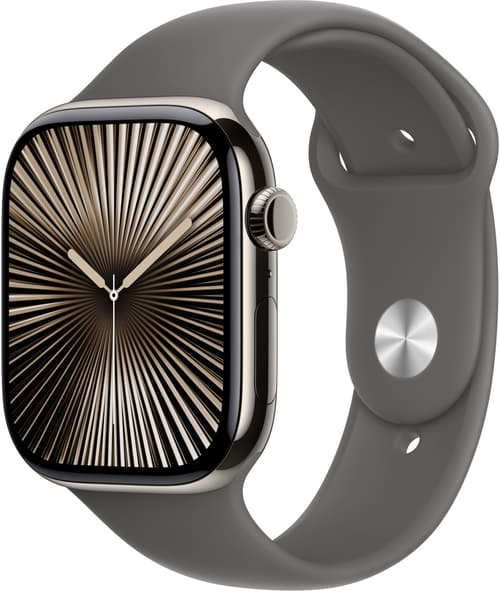 Apple Watch Series 10 Gps + Cellular 46mm Natural Titanium Case With Stone Grey Sport Band – S/m Titan
