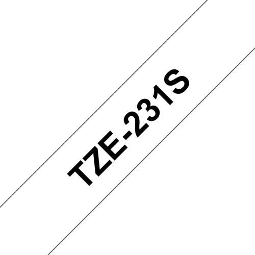TZe-231S 12mm Black on White Tape 4m