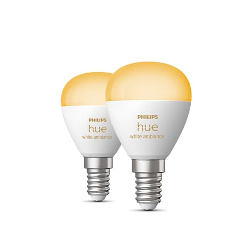 Philips Hue White Ambiance Klotlampa – E14 Smart Ljuskälla – (2-pack)