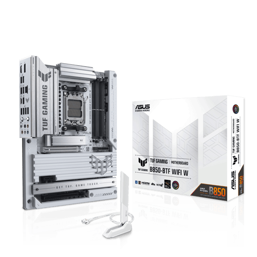 TUF GAMING B850-BTF WIFI WHITE Hovedkort - AMD B850 - AMD AM5 socket - DDR5 RAM - ATX (BTF Standard)