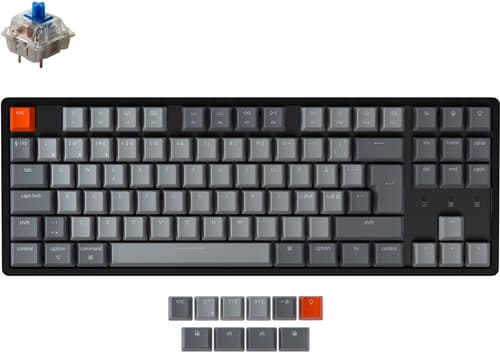 Keychron K8 Rgb Aluminium Blue Langallinen, Langaton, Bluetooth 5.1, Usb-c Pohjoismaat Harmaa, Musta Näppäimistö