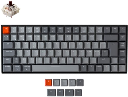 Keychron K2 White Plastic Brown (version 2) Langallinen, Langaton, Bluetooth 5.1, Usb Pohjoismaat Harmaa, Musta Näppäimistö