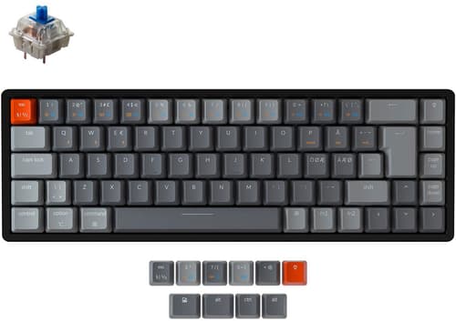 Keychron K6 Rgb Aluminium Blue Langallinen, Langaton, Usb-c Pohjoismaat Harmaa, Musta Näppäimistö