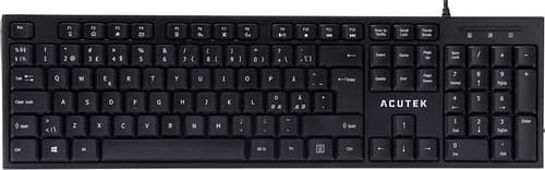 Acutek Wired Slim Keyboard Kabelansluten Nordisk Svart Tangentbord