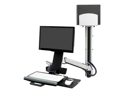 Ergotron Styleview Sit-stand Combo System With Medium Silver Cpu Holder