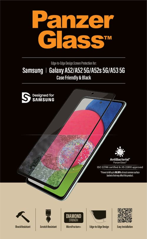 Panzerglass Skärmskydd Case Friendly Samsung Galaxy A52 Samsung Galaxy A52s Samsung Galaxy A53 5g
