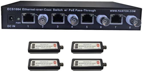 Direktronik 4-portars Poe Switch Över Coax + 4 Mottagare