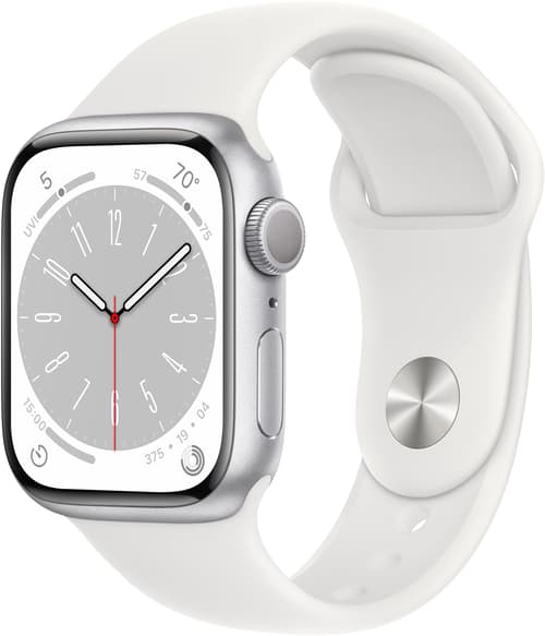 Apple Watch Series 8 Gps 41mm Silver Aluminium Case With White Sport Band