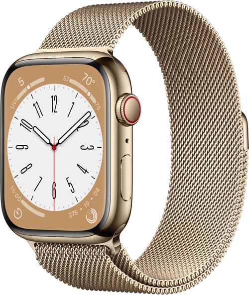 Apple Watch Series 8 Gps + Cellular 45mm Gold Stainless Steel Case With Gold Milanese Loop