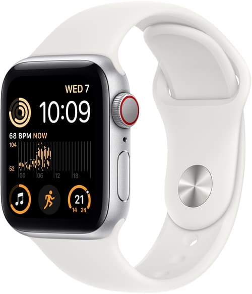 Apple Watch Se Gps + Cellular 40mm Silver Aluminium Case With White Sport Band