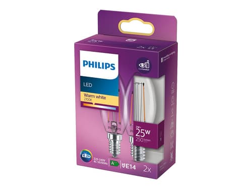 Philips Led E14 Kron Klar 2w (25w) 250 Lumen 2-pack