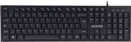 Acutek Acutek Wired Slim Keyboard Iso-azerty Fr Kabelansluten Fransk Svart Tangentbord