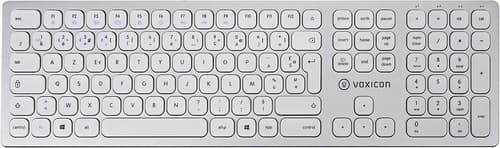 Voxicon Wireless Slim Metal Keyboard 295bwl Silver Iso-azert Langaton, 2.4 Ghz, Bluetooth Ranskalainen Hopea, Valkoinen Näppäimistö