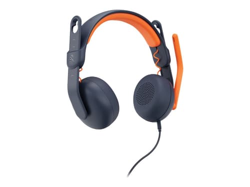 Logitech Zone Learn Wired On-ear Headset For Learners, 3.5mm Aux Hörlurar 3,5 Mm Kontakt Orange, Svart
