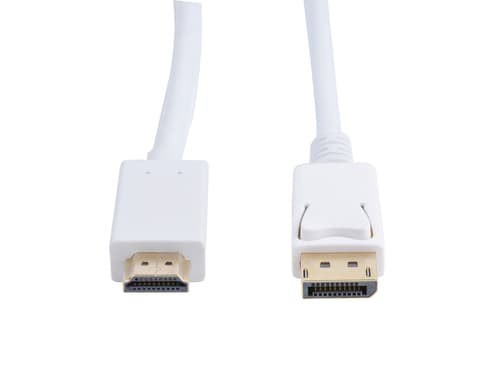 Prokord Displayport Till Hdmi 3m Vit – Guldpläterad 3m Displayport Hdmi Vit