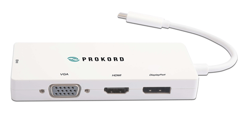 Prokord Usb-c 4-in-1 Vga/dvi/hdmi/dp 4k Adapter Usb-c Hane Dvi-d Displayport Hdmi Vga Hona Vit